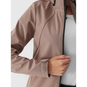 Dámska turistická bunda - 4F-SOFTSHELL JACKET-AW23TSOFF152-82S-LIGHT BROWN Hnedá L 4