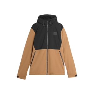 Pánska turistická softshellová bunda - 4F-SOFTSHELL JACKET-AW23TSOFM155-82S-LIGHT BROWN Hnedá XXL 4