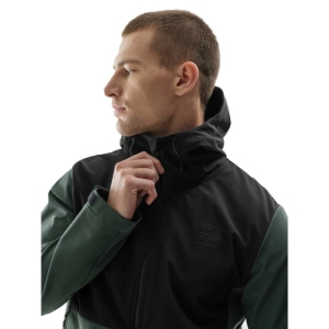 Pánska turistická softshellová bunda - 4F-SOFTSHELL JACKET-AW23TSOFM155-40S-DARK GREEN Zelená XXL 1