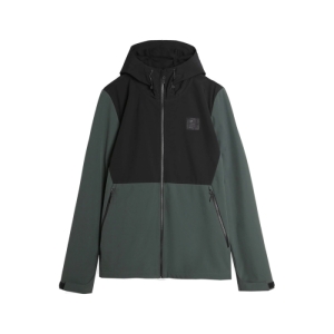 Pánska turistická softshellová bunda - 4F-SOFTSHELL JACKET-AW23TSOFM155-40S-DARK GREEN Zelená XXL 4