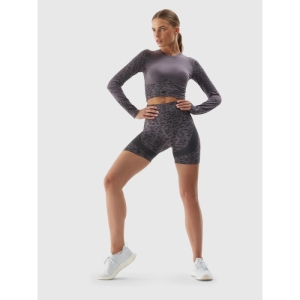 Dámske tréningové tričko s dlhým rukávom - 4F-LONGSLEEVE FNK-AW23TFLOF152-24A-MIDDLE GREY ALLOVER Šedá XS/S 4