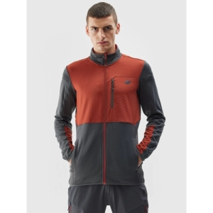 Pánska turistická mikina so zipsom - 4F-FLEECE-AW23TFLEM118-81S-BROWN Hnedá XXL 1