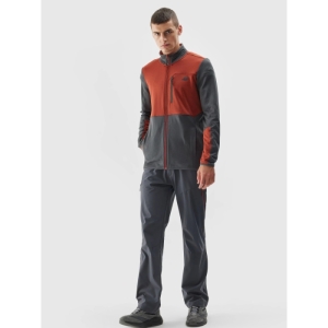 Pánska turistická mikina so zipsom - 4F-FLEECE-AW23TFLEM118-81S-BROWN Hnedá XXL 3