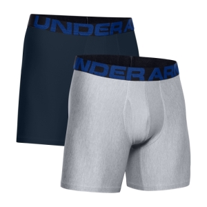 Pánske boxerky - UNDER ARMOUR-UA Tech 6in 2 Pack-NVY Modrá S