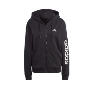 Dámska mikina so zipsom - ADIDAS-W LIN FT FZ HD-IC6863-black/white Čierna XL 4