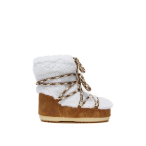 Dámska zimná obuv vysoká - MOON BOOT-LIGHT LOW SHEARLING, whisky/off white Hnedá 39/40