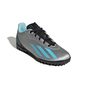 Juniorské futbalové kopačky turfy - ADIDAS-X CRAZYFAST MESSI 4 SILVMT/BLIBLU/CBLACK_IE4068_tf Šedá 35,5