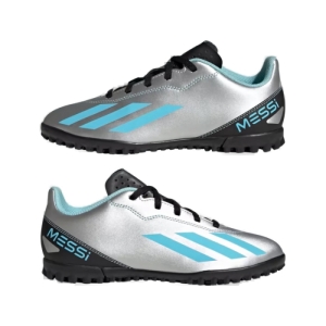 Juniorské futbalové kopačky turfy - ADIDAS-X CRAZYFAST MESSI 4 SILVMT/BLIBLU/CBLACK_IE4068_tf Šedá 35,5 3