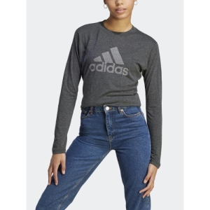 Dámske tričko s dlhým rukávom - ADIDAS-W WINRS 3.0 LS-IM2433-black melange/grey three Šedá L 4