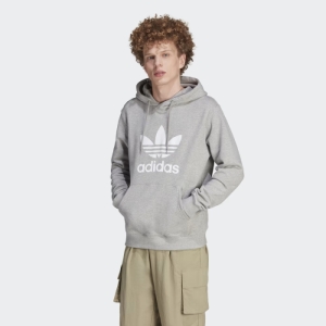 Pánska mikina s kapucňou - ADIDAS ORIGINALS-TREFOIL HOODY-IM4490-medium grey heather Šedá M 1