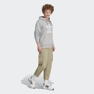 Pánska mikina s kapucňou - ADIDAS ORIGINALS-TREFOIL HOODY-IM4490-medium grey heather Šedá M 3