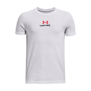 Chlapčenské tričko s krátkym rukávom - UNDER ARMOUR-UA SCRIBBLE BRANDED SS-WHT Biela 149/160