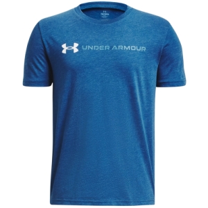 Chlapčenské tričko s krátkym rukávom - UNDER ARMOUR-UA B LOGO WORDMARK SS -BLU Modrá 149/160