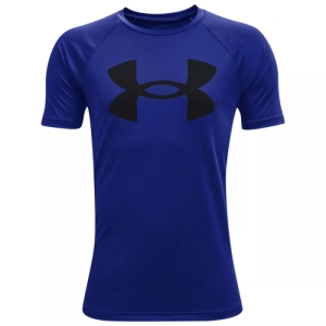 Chlapčenské tréningové tričko s krátkym rukávom - UNDER ARMOUR-UA Tech Big Logo SS-BLU Modrá 149/160