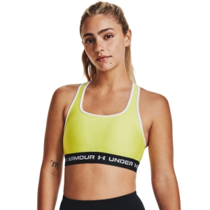 Dámska tréningová športová podprsenka - UNDER ARMOUR-UA Crossback Mid Bra-YLW Žltá L
