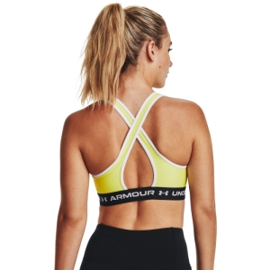 Dámska tréningová športová podprsenka - UNDER ARMOUR-UA Crossback Mid Bra-YLW Žltá L 1