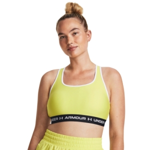 Dámska tréningová športová podprsenka - UNDER ARMOUR-UA Crossback Mid Bra-YLW Žltá L 2