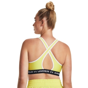 Dámska tréningová športová podprsenka - UNDER ARMOUR-UA Crossback Mid Bra-YLW Žltá L 3