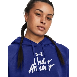 Dámska zateplená tréningová mikina s kapucňou - UNDER ARMOUR-UA Rival Fleece Graphic Hdy-Royal BLU Modrá M 1