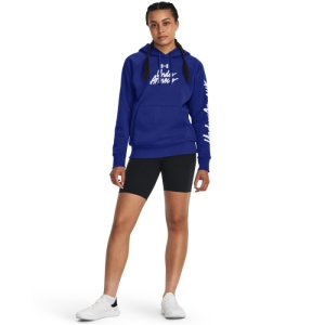 Dámska zateplená tréningová mikina s kapucňou - UNDER ARMOUR-UA Rival Fleece Graphic Hdy-Royal BLU Modrá M 3