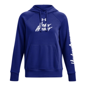 Dámska zateplená tréningová mikina s kapucňou - UNDER ARMOUR-UA Rival Fleece Graphic Hdy-Royal BLU Modrá M 4
