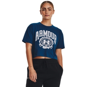 Dámske tréningové tričko s krátkym rukávom - UNDER ARMOUR-UA COLLEGIATE CREST CROP SS -BLU Modrá S