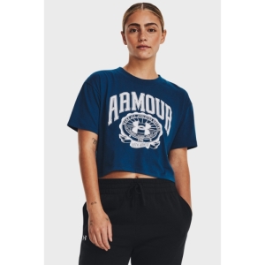 Dámske tréningové tričko s krátkym rukávom - UNDER ARMOUR-UA COLLEGIATE CREST CROP SS -BLU Modrá S 1