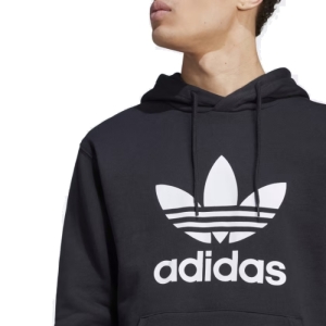 Pánska mikina s kapucňou - ADIDAS ORIGINALS-TREFOIL HOODY-IM4489-black/white Čierna M 2