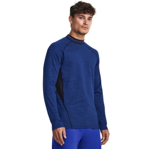 Pánske zateplené kompresné tričko s dlhým rukávom - UNDER ARMOUR-UA CG Armour Twist Mock-BLU Modrá XXL