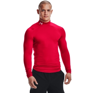 Pánske zateplené kompresné tričko s dlhým rukávom - UNDER ARMOUR-UA CG Armour Comp Mock-RED Červená XXL