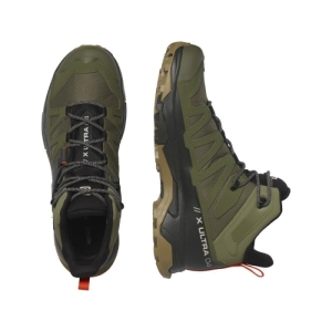 Pánska členková turistická obuv - SALOMON-X Ultra 4 Mid GTX deep lichen green/peat/kelp Zelená 46 2