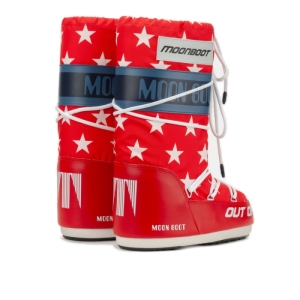 Dámske vysoké zimné topánky - MOON BOOT-Icon Retrobiker white stars Červená 39/41 1