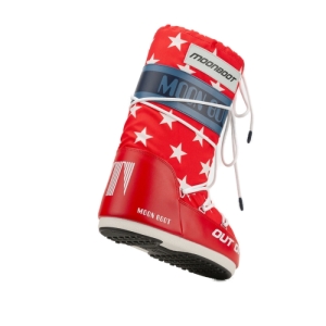 Dámske vysoké zimné topánky - MOON BOOT-Icon Retrobiker white stars Červená 39/41 2