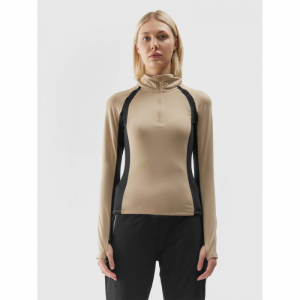 Dámska zateplená lyžiarska mikina s 1/2 zipsom - 4F-BRUSHED UNDERWEAR-AW23UBRUF042-82S-LIGHT BROWN Hnedá XL 1
