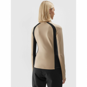 Dámska zateplená lyžiarska mikina s 1/2 zipsom - 4F-BRUSHED UNDERWEAR-AW23UBRUF042-82S-LIGHT BROWN Hnedá XL 2