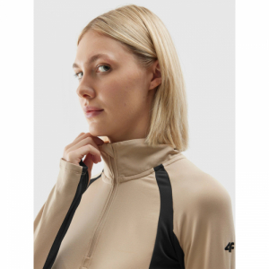 Dámska zateplená lyžiarska mikina s 1/2 zipsom - 4F-BRUSHED UNDERWEAR-AW23UBRUF042-82S-LIGHT BROWN Hnedá XL 4