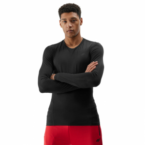 Pánske tréningové tričko s dlhým rukávom - 4F-LONGSLEEVE FNK-4FWSS24TFLOM183-20S-DEEP BLACK Čierna XXL 1