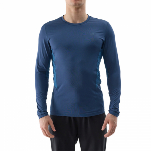 Pánske tréningové tričko s dlhým rukávom - 4F-LONGSLEEVE FNK-4FWSS24TFLOM183-32S-DENIM Modrá XXL 1