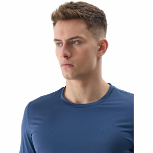 Pánske tréningové tričko s dlhým rukávom - 4F-LONGSLEEVE FNK-4FWSS24TFLOM183-32S-DENIM Modrá XXL 2