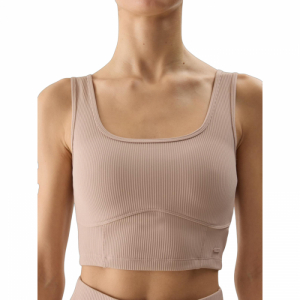 Dámska tréningová športová podprsenka - 4F-SLEEVELESS-4FWSS24TSLEF072-83S-BEIGE Béžová L