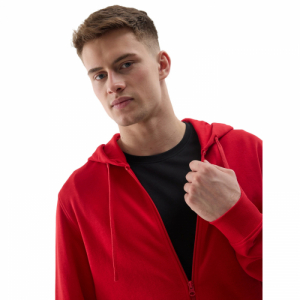 Pánska mikina so zipsom - 4F-SWEATSHIRT-4FWSS24TSWSM0951-61S-DARK RED Červená XXL 2
