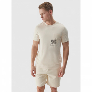 Pánske tričko s krátkym rukávom - 4F-TSHIRT-4FWSS24TTSHM1284-83S-BEIGE Béžová XXL 1