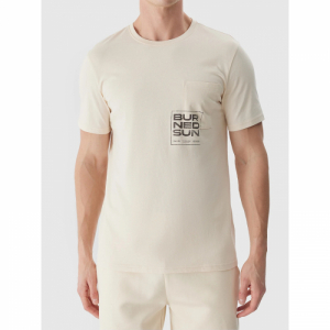 Pánske tričko s krátkym rukávom - 4F-TSHIRT-4FWSS24TTSHM1284-83S-BEIGE Béžová XXL 5