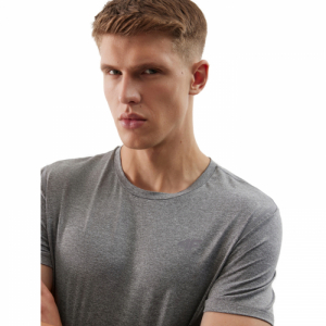 Pánske tréningové tričko s krátkym rukávom - 4F-TSHIRT FNK-4FWSS24TFTSM599-27M-COLD LIGHT GREY MELANGE Šedá XXL 2