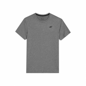 Pánske tréningové tričko s krátkym rukávom - 4F-TSHIRT FNK-4FWSS24TFTSM599-27M-COLD LIGHT GREY MELANGE Šedá XXL 5