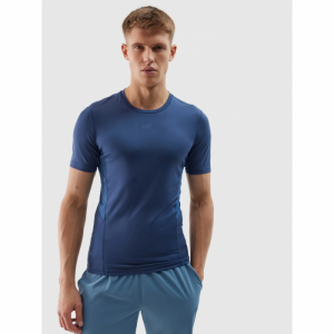 Pánske tréningové tričko s krátkym rukávom - 4F-TSHIRT FNK-4FWSS24TFTSM600-32S-DENIM Modrá XXL 1