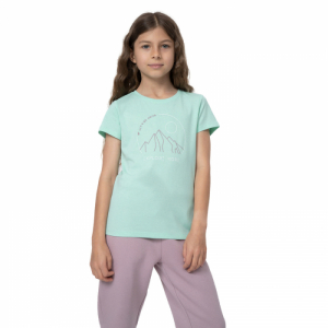 Dievčenské tričko s krátkym rukávom - 4F-TSHIRT  F387-47S-MINT Zelená 164