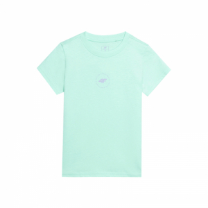 Dievčenské tričko s krátkym rukávom - 4F JUNIOR-TSHIRT-4FJWSS24TTSHF1111-47S-MINT Zelená 164
