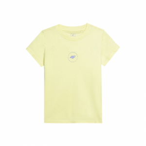 Dievčenské tričko s krátkym rukávom - 4F JUNIOR-TSHIRT-4FJWSS24TTSHF1111-72S-LEMON Žltá 164