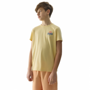 Chlapčenské tričko s krátkym rukávom - 4F JUNIOR-TSHIRT-4FJWSS24TTSHM1136-73S-LIGHT LEMON Žltá 164